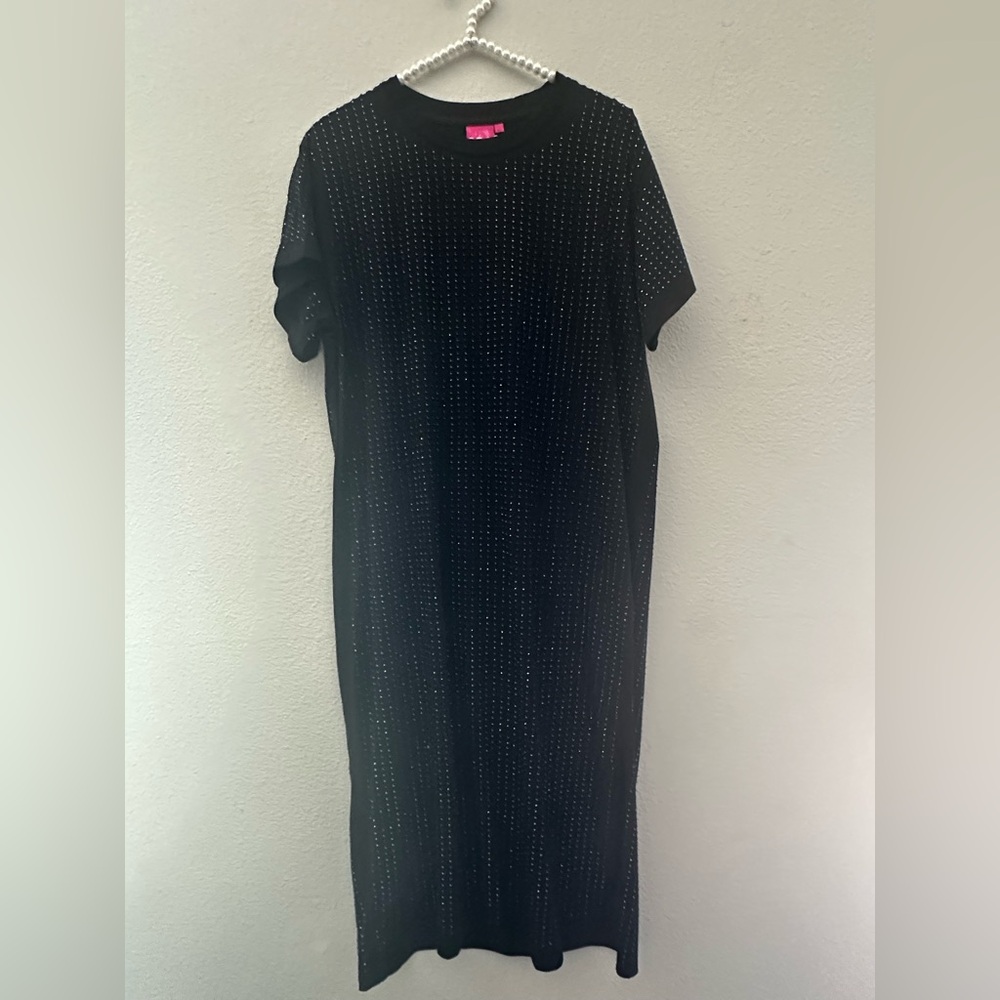 BRAND NEW • QUEEN OF SPARKLES • QOS • BLACK ATHLETIC T-SHIRT DRESS • SIZE XS